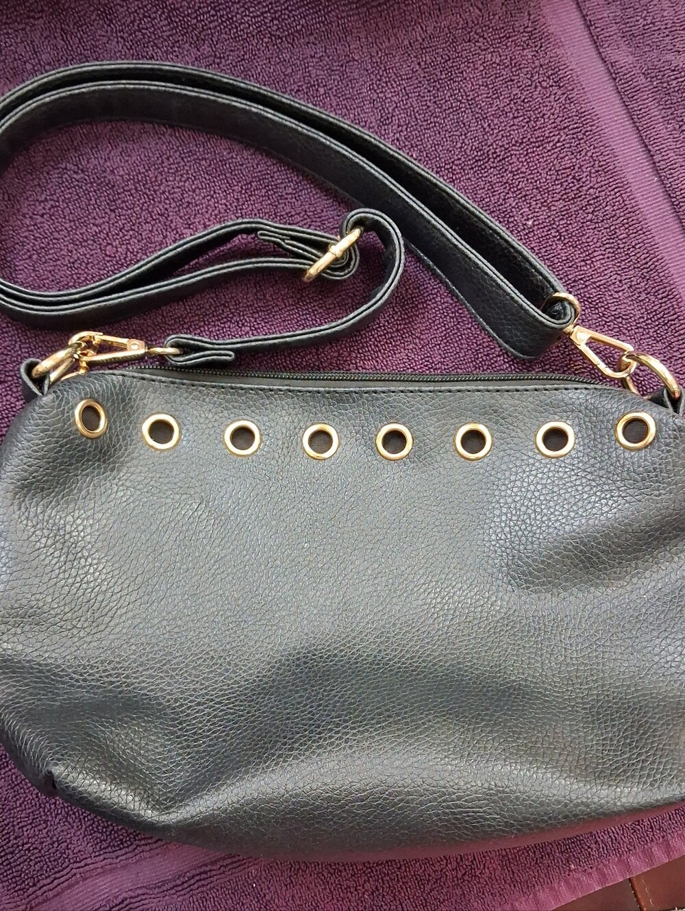 Imoshion Black Faux Pebble Leather Shoulder  or Crossbody Bag